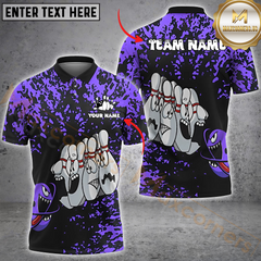 Maxcorners Splatter Bowling Shirt - Custom Cartoon Pin Faces Multicolor Customized Name, Team Name 3D Shirts
