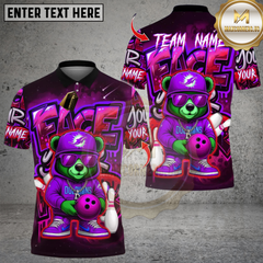 Maxcorners Bowling Graffiti Hiphop Bear Multicolor Customized Name, Team Name 3D Shirts
