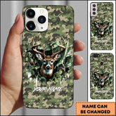 Maxcorners Artist Hunting - Deer Breaking Through Camo Green Personalized Name Phone Case