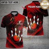 Maxcorners Flame Bowling And Pins Design Multioptions Personalized Name, Team Name Unisex 3D Shirts