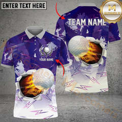 Maxcorners Golf Lightning Ball Fire Multicolor Customized Name, Team Name 3D Shirts