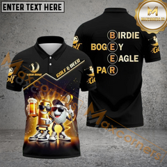 Maxcorners Golf And Beer Funny Golf Polo Shirt, Custom Name & Team Name 3D Shirts TU2006
