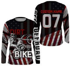Maxcorners Patriotic Skull Dirt Bike Jersey UV Personalized Motocross MX Racing Shirt American Flag LM2809