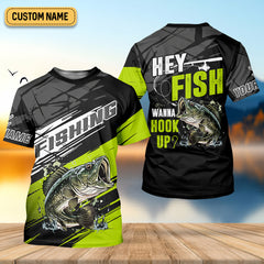 Maxcorners Hey Fish Wanna Hook Up Neon Fishing SPF Shirt For Men, Fishing Gifts For Men, Men's Fishing Shirt