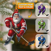 Maxcorners Christmas Hockey Santa, Home Decor, Christmas Ornament, Personalized Ornament 2D Flat LM2111