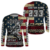 Maxcorners American Flag Personalized Motocross Jersey UPF30+ Patriotic Dirt Bike Racing Motorcycle Shirt LM2809