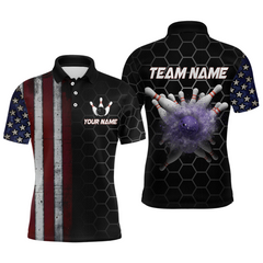 Maxcorners Custom American Bowling Polo Shirt Patriotic Bowling Jersey for Men Women