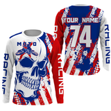 Maxcorners Skull MotoX jersey custom motocross UV American flag Patriotic dirt bike racing motorcycle racewear LM2809