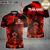 Maxcorners Bowling Shirt Grim Reaper Fire Bowling Ball Dark Fantasy Design Multioptions Personalized Name, Team Name 3D Shirt (4 Colors)