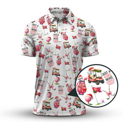 Maxcorners Womens Golf Polo, Pink Golf Shirt, Pattern Golf Shirt For Men, Funny Christmas Golf Shirt
