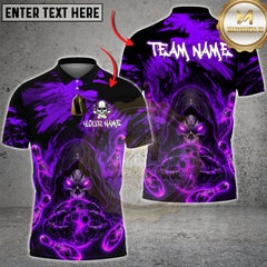 Maxcorners Bowling Shirt Grim Reaper Fire Bowling Ball Dark Fantasy Design Multioptions Personalized Name, Team Name 3D Shirt (4 Colors)