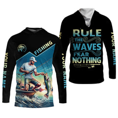 Maxcorners Fishing Shirts, Rule The Waves Fear Nothing, SPF Long Sleeve Shirts, Fishing Shirts For Men