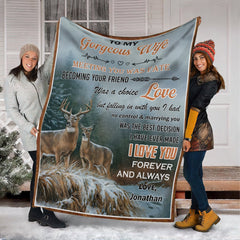 Maxcorners Personalized Meeting You Was Fate Fleece Blanket– Custom Deer Couple Blanket, Heartfelt Wife Gift LM1611