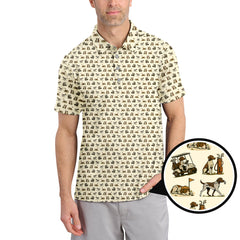 Maxcorners Pattern Golf Shirt, Pointer Golf Polos, Dog Golf Shirt For Men, Crazy Golf Shirt For Golfers