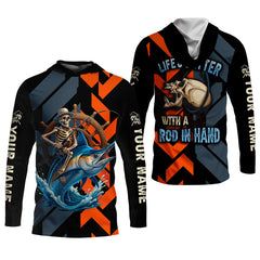 Maxcorners Life's Better With A Rod In Hand SPF Shirts, Marlin Fishing Shirts For Men, Funny Fisherman Gift