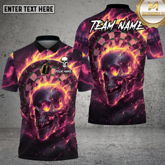 Maxcorners Skull Dart Shirt Purple Lightning Flame Skull Multioptions Personalized Name, Team Name Unisex 3D Shirt (4 Colors)