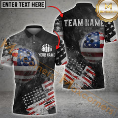 Maxcorners Bowling US Flag Personalized Name 3D Unisex Shirt