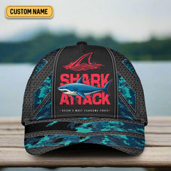 Maxcorners Shark Attack Fishing Hat, Fishing Trucker Hat, Fishing Cap For Men, Fishing Gifts For Dad