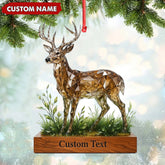 Maxcorners Personalized Geometric Deer Christmas Ornament, Custom Name Buck Hunter Gift, Crystal Style Woodland Holiday Decor MT2411