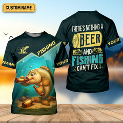 Maxcorners There's Nothing A Beer And Fishing Can't Fix SPF Shirt For Men, Gift For Fisherman, Largemouth Bass Fishing