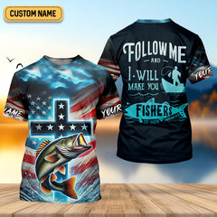 Maxcorners I Will Make You Fishers Of Men Christian Patriotic Fishing Shirt, Fishing UPF Shirts, Fishing Gifts For Men