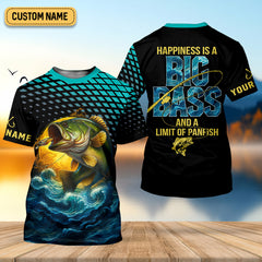 Maxcorners Happiness Is A Big Bass And A Limit Of Panfish Fishing UPF Shirts, Funny Fishing Shirt, Fishing Gifts For Men