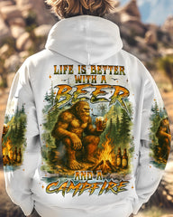 Maxcorners Life Is Better With A Beer And A Campfire Bigfoot All Over Print LM1601