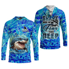 Maxcorners Shark Fishing UPF Shirts, Shark Mode On Fear The Deep, Funny Fishing Shirt, Gift For Fisherman