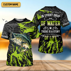 Maxcorners In Every Drop Of Water There Is A Story Of Life Funny Fishing Shirt, SPF Shirt For Men, Gift For Fisherman