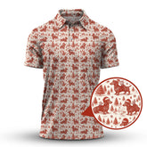 Maxcorners Christmas Golf Shirt, Dachshund Golf Shirt For Men, Pattern Golf Shirt, Toile De Jouy Shirt For Golfer