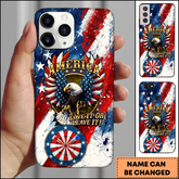 Maxcorners Darts American Eagle Patriotic Love It Or Leave It Personalized Name 3D Phone Case