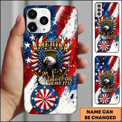 Maxcorners Darts American Eagle Patriotic Love It Or Leave It Personalized Name 3D Phone Case