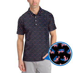 Maxcorners Funny Dog Golf Shirt, Golf Pattern Shirt For Men, Crazy Golf Shirt For Golfer