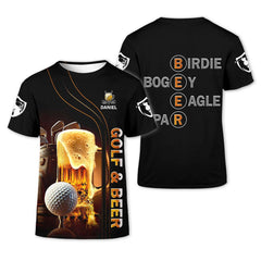 Maxcorners Golf And Beer Custom Men's Funny Graphic Golf Polo Shirt, Dad Golf Gift