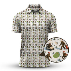 Maxcorners Pattern Golf Shirt For Men, Funny Christmas Golf Shirt, Bigfoot Golf Shirt