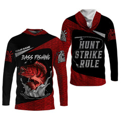 Maxcorners Bass Fishing Shirts, Hunt - Strike - Rule, SPF Long Sleeve Shirts, Fishing Shirts For Men