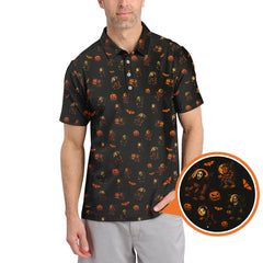 Maxcorners Funny Pattern Golf Shirt, Bigfoot Golf Shirt, Halloween Golf Shirt For Golfer