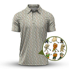 Maxcorners Crazy Pattern Golf Shirt, Halloween Golf Shirt For Men, Funny Golf Shirt, Golf Gift For Golfer