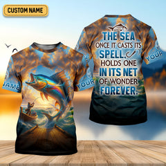 Maxcorners The Sea Once It Casts Its Spell Sailfish Fishing SPF Shirt For Men, Presents For Fishermen, Men's Fishing Shirt