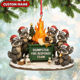 Maxcorners Personalized Dumpster Fire Response Team Christmas Ornament, Custom Name Raccoon Office Crew Gift, Funny Workplace Dumpster Fire Holiday Decor MT2411