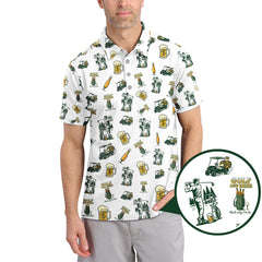 Maxcorners Funny Golf Polos For Men, Golf And Beer Pattern Shirt, Crazy Golf Shirts For Golfers