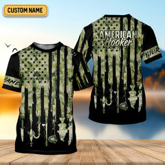 Maxcorners American Hooker Patriotic Fishing Shirt, Camo Fishing Shirt, SPF Shirt For Men, Gift For Fisherman