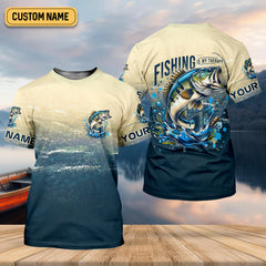 Maxcorners Fishing Is My Therapy Navy And Beige Fishing UPF Shirts, Gift For Fisherman, Fishing Shirts For Men