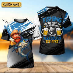 Maxcorners Fishing Solves Most Of My Problems Beer Solves The Rest Funny Fishing Shirt, SPF Shirt For Men, Gift For Fisherman