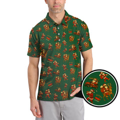 Maxcorners Christmas Golf Shirt, Funny Pattern Golf Shirt, Bigfoot Golf Shirt For Men