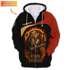 Maxcorners Custom Poker Shirt King of Spades Skeleton Tee, Gifts Poker Team PlayersLM1009
