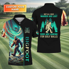 Maxcorners Not All Who Wander Are Lost Custom Men's Golf Polo Shirt, Funny Bigfoot Shirt, Gifts For Golfing Dad LM2406