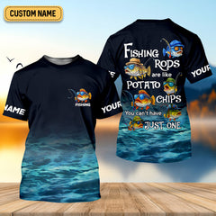 Maxcorners Fishing Rods Are Like Potato Chips Funny Fishing Shirt, SPF Shirt For Men, Gift For Fisherman