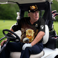 Maxcorners Golf And Beer Custom Men's Funny Graphic Golf Polo Shirt, Dad Golf Gift