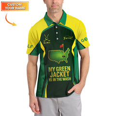 Maxcorners Funny Green Golf Shirt, My Green Jacket Is In The Wash Shirts, Custom Golf Jersey For Men, Golf Gift For Golfers